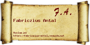Fabriczius Antal névjegykártya